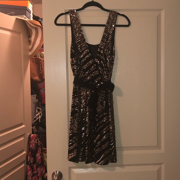 Express Dresses & Skirts - Express Black and Gold Sequin Dress Size Small